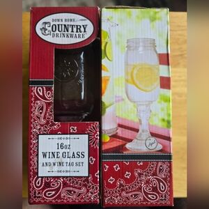 Set Of Down Home Country Wine Mason Jar Set